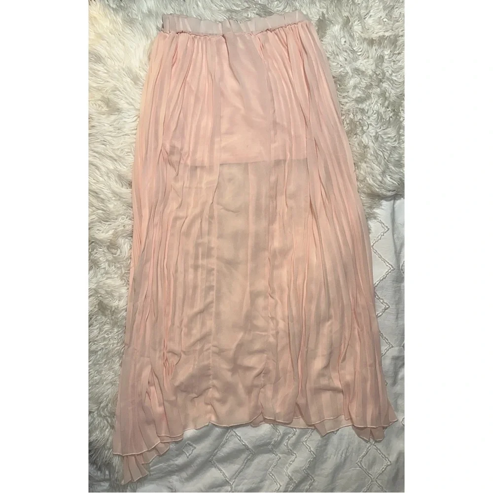 Don’t Ask Why American Eagle | Accordion Pleated Maxi Skirt Pink Sheer OS